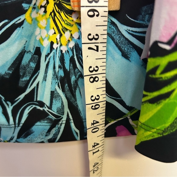 Connected Apparel Midi Dress Plus Sz 16 Floral Ruffle V-Neck Stretch Boho Artsy - Picture 10 of 11